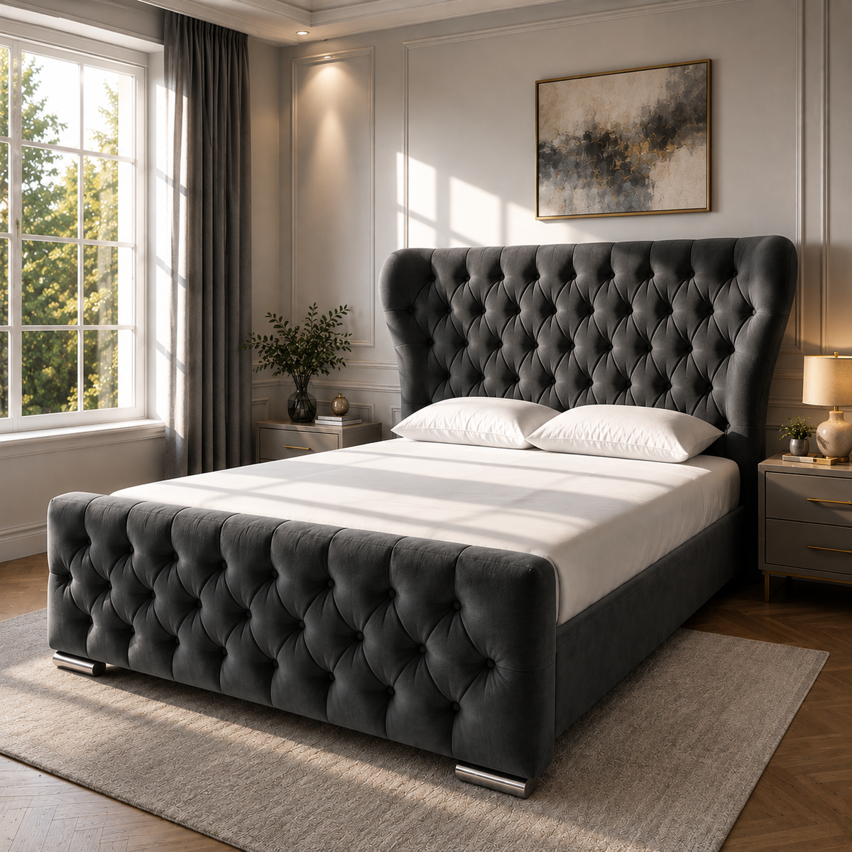 Oxford Wingback ││ Kendal Beds With Optional Storage and Memory Foam Mattress